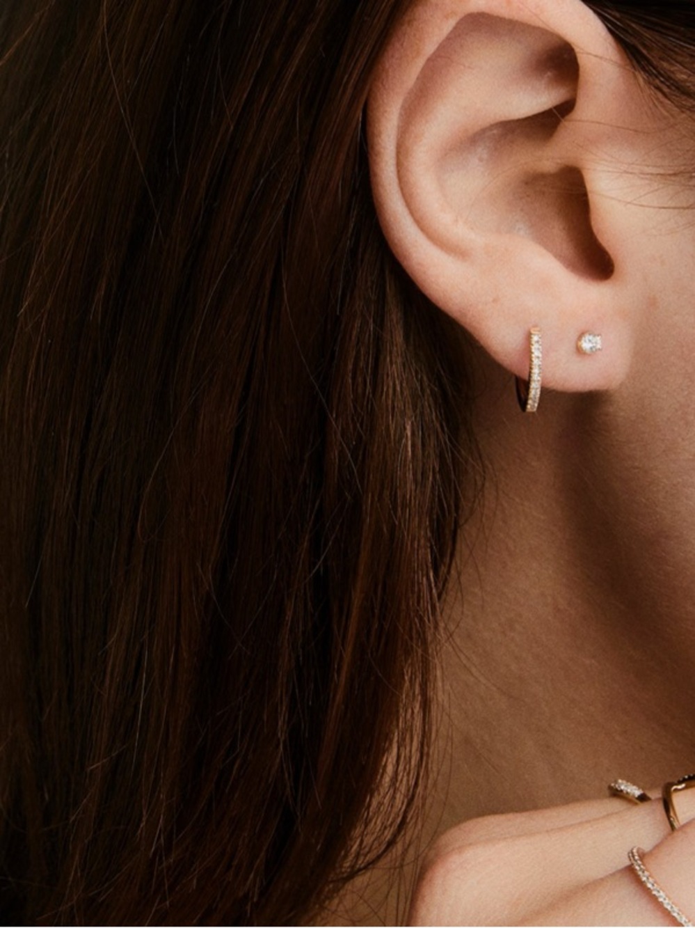 Mejuri Gold Pavé Huggie Earrings - Picture 2 of 5